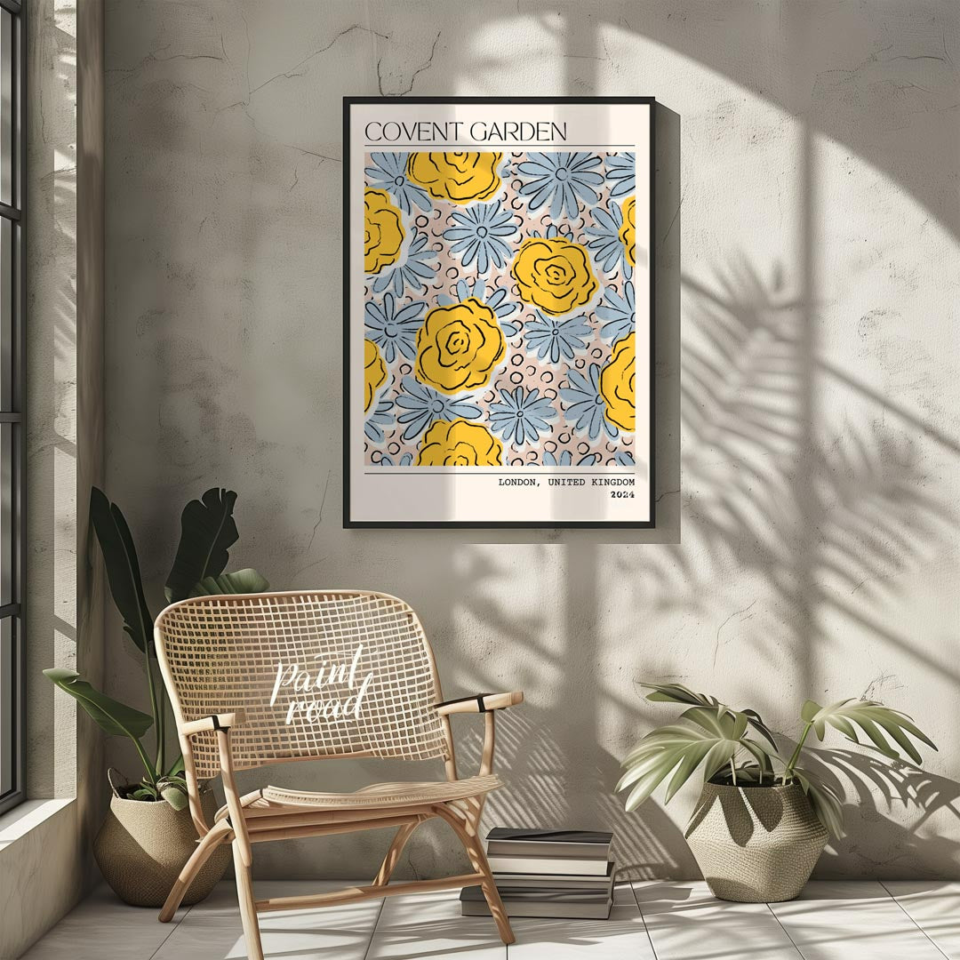 This charming art print captures the vibrant essence of a floral market, stylized with a contempora… for living room
