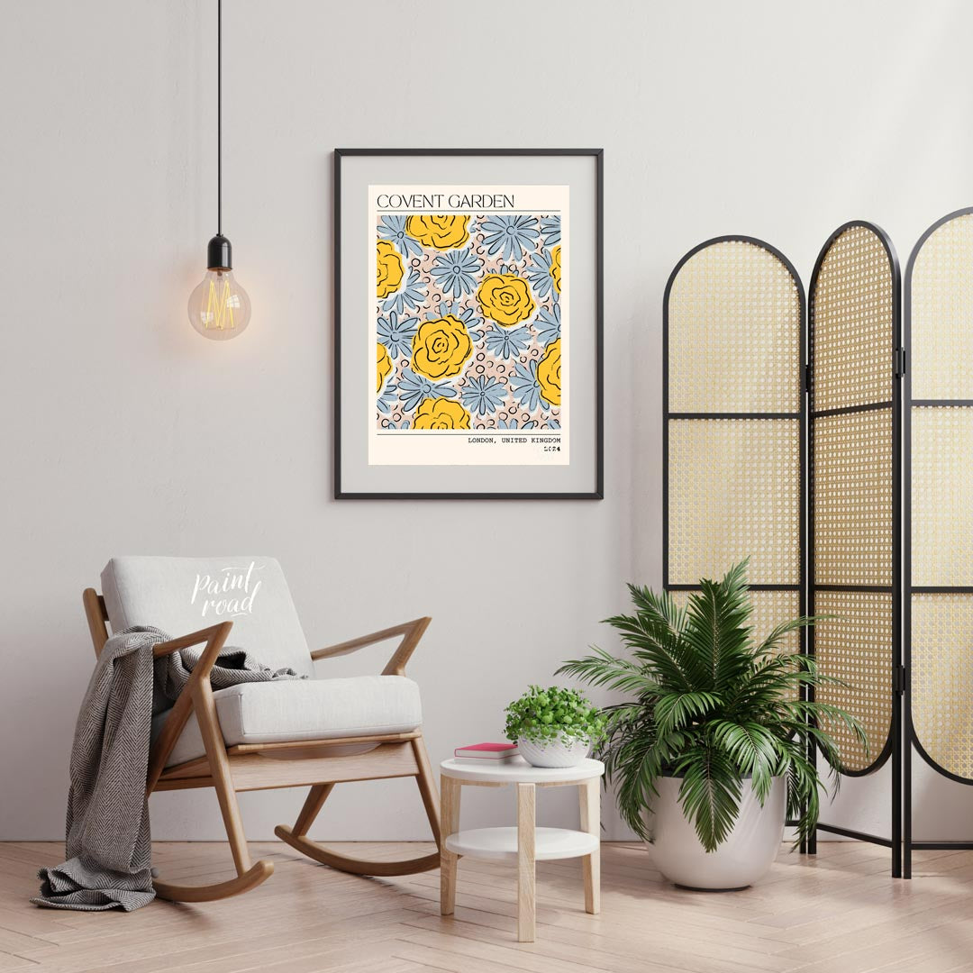 This charming art print captures the vibrant essence of a floral market, stylized with a contempora… for living room