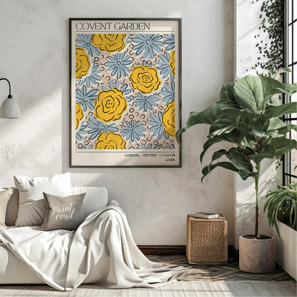 This charming art print captures the vibrant essence of a floral market, stylized with a contempora… for living room