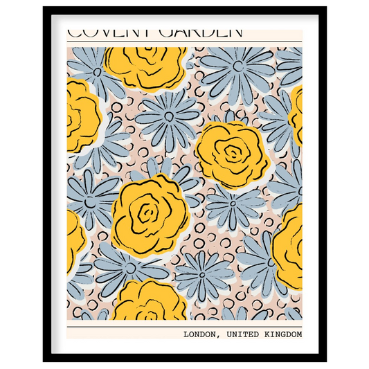 This charming art print captures the vibrant essence of a floral market, stylized with a contempora… for place