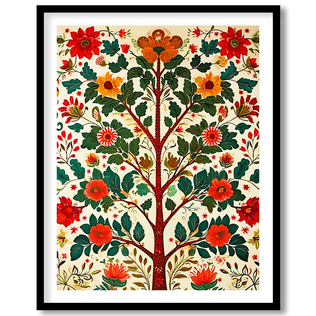 Elevate your space with the 'Floral Harmony: Tree of Life' canvas art, a vibrant fusion of nature for area
