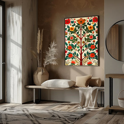 Elevate your space with the 'Floral Harmony: Tree of Life' canvas art, a vibrant fusion of nature for living-space