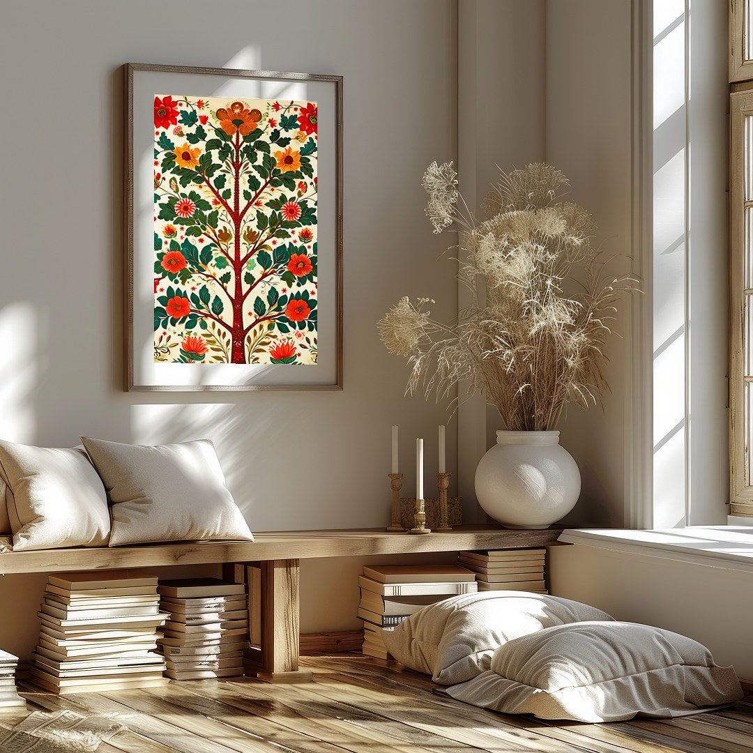Elevate your space with the 'Floral Harmony: Tree of Life' canvas art, a vibrant fusion of nature for room