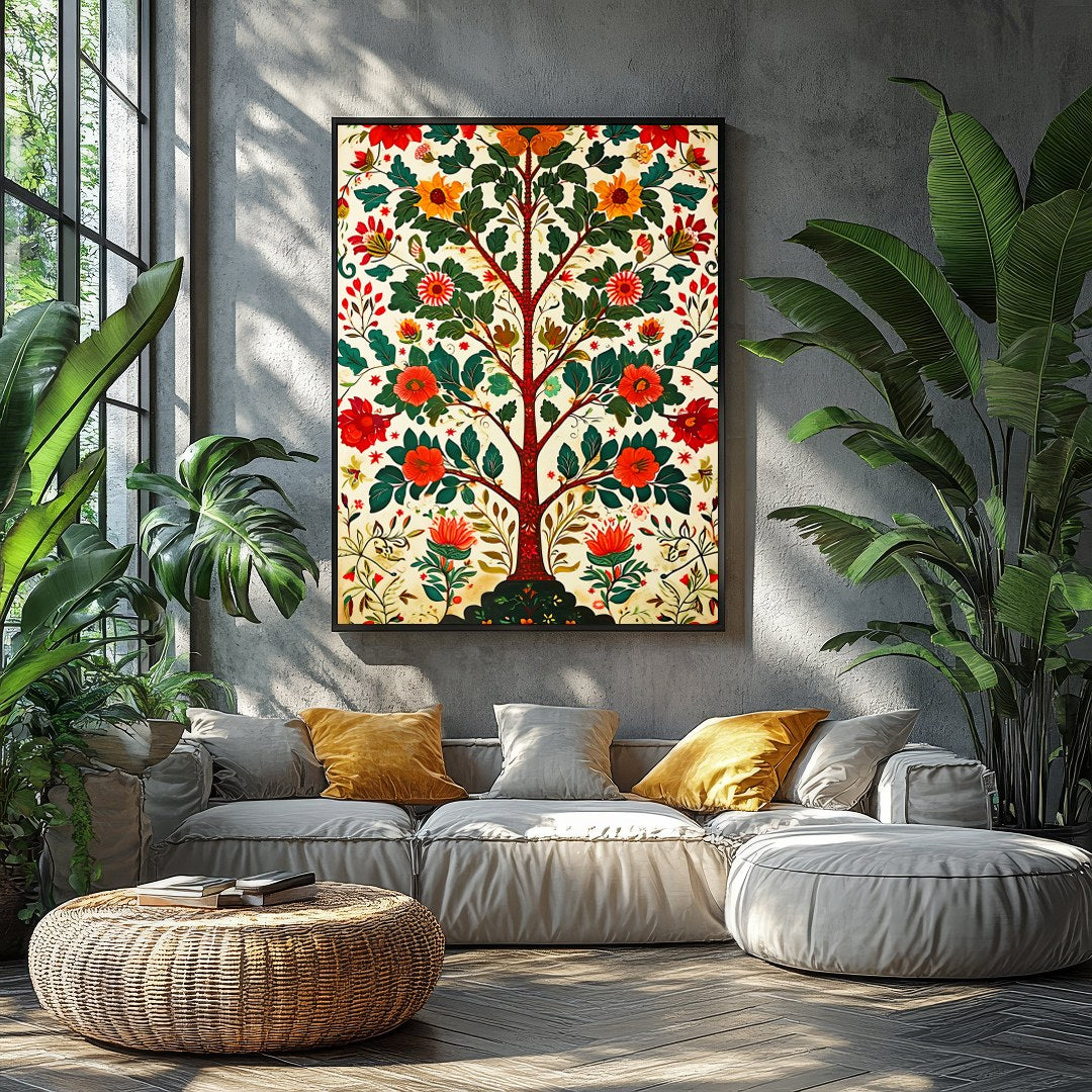 Elevate your space with this enchanting 'Tree of Life' artwork, featuring a vibrant tapestry of for Balcony