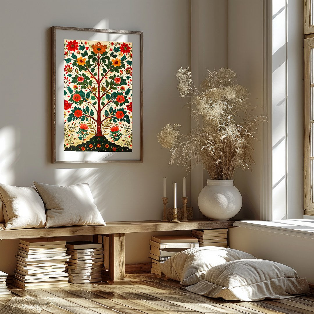Elevate your space with this enchanting 'Tree of Life' artwork, featuring a vibrant tapestry of for house