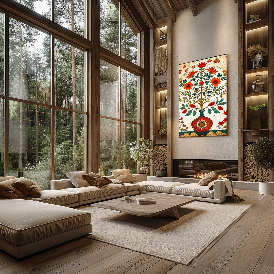 Immerse yourself in the breathtaking beauty of this 'Floral Harmony' wall art, showcasing a vibrant for Living Room