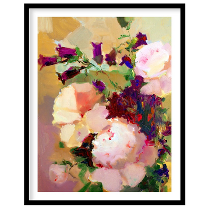 This painting captures a bouquet of flowers in a soft, impressionistic style, with gentle brushstro… for area
