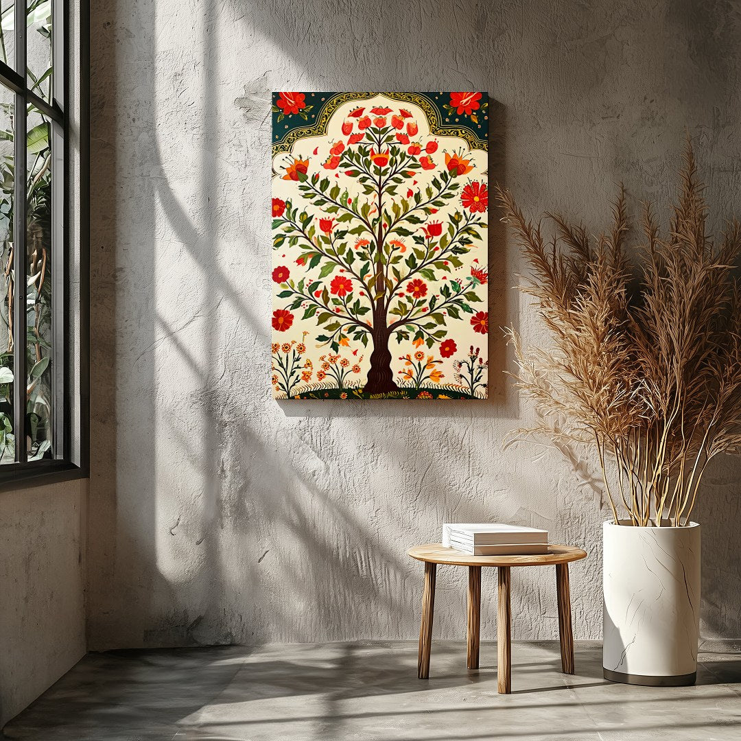 Immerse yourself in the vibrant allure of this 'Floral Oasis: Tree of Life' artwork. Featuring for Entrance