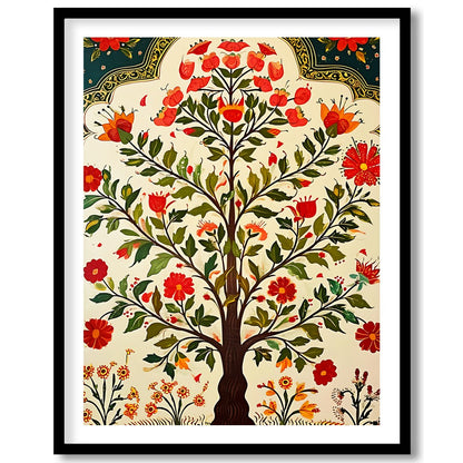Immerse yourself in the vibrant allure of this 'Floral Oasis: Tree of Life' artwork. Featuring for gallery