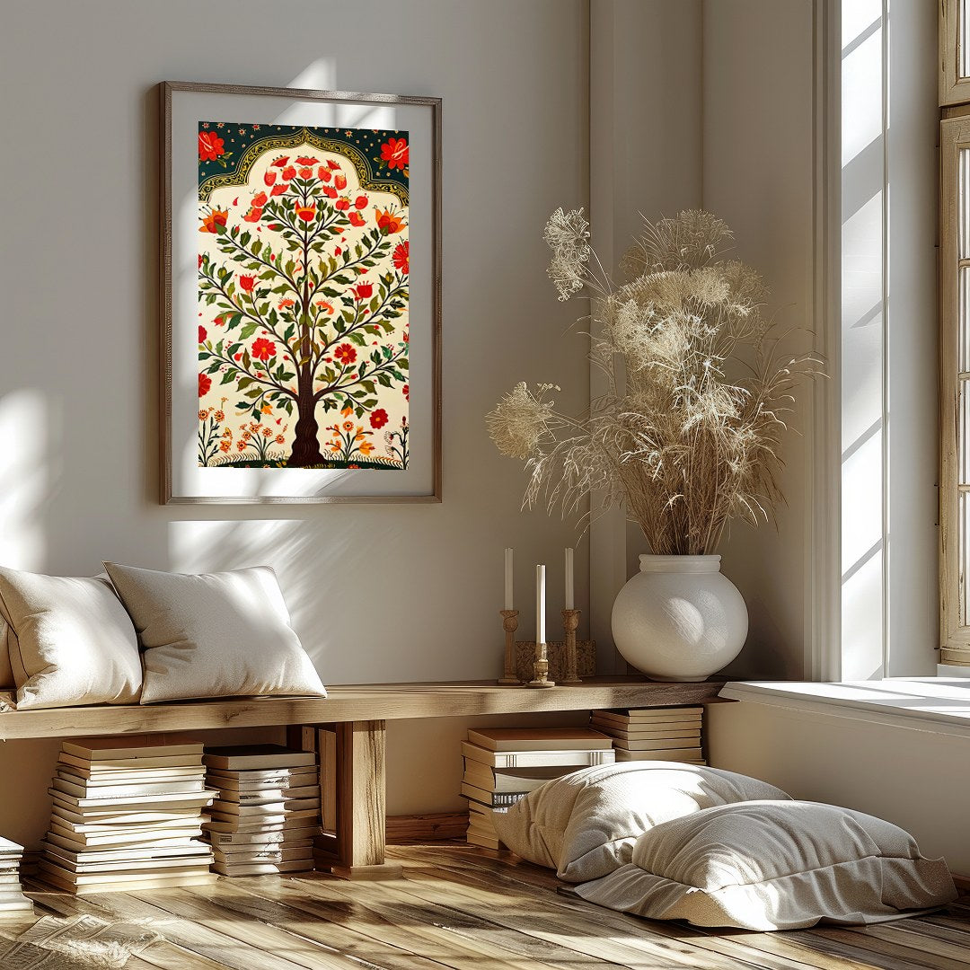 Experience the charm of nature with this vibrant 'Tree of Life' artwork, where intricate floral for area