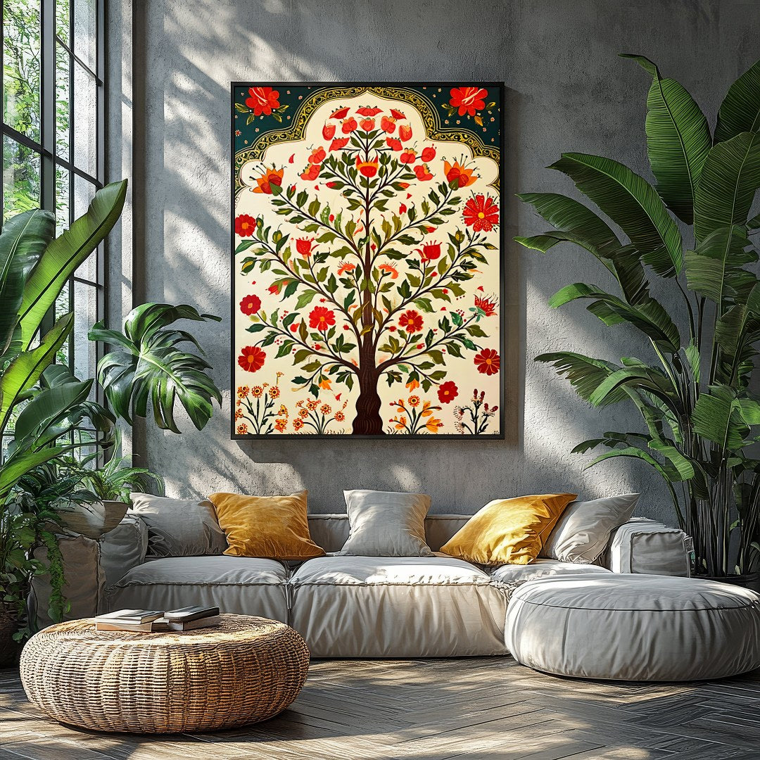 Experience the charm of nature with this vibrant 'Tree of Life' artwork, where intricate floral for Balcony
