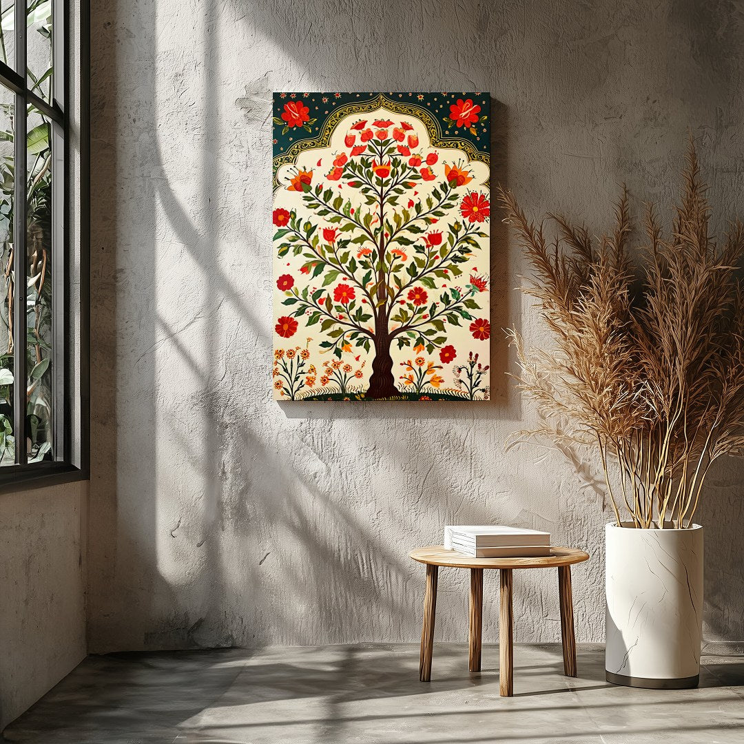 Experience the charm of nature with this vibrant 'Tree of Life' artwork, where intricate floral for Entrance