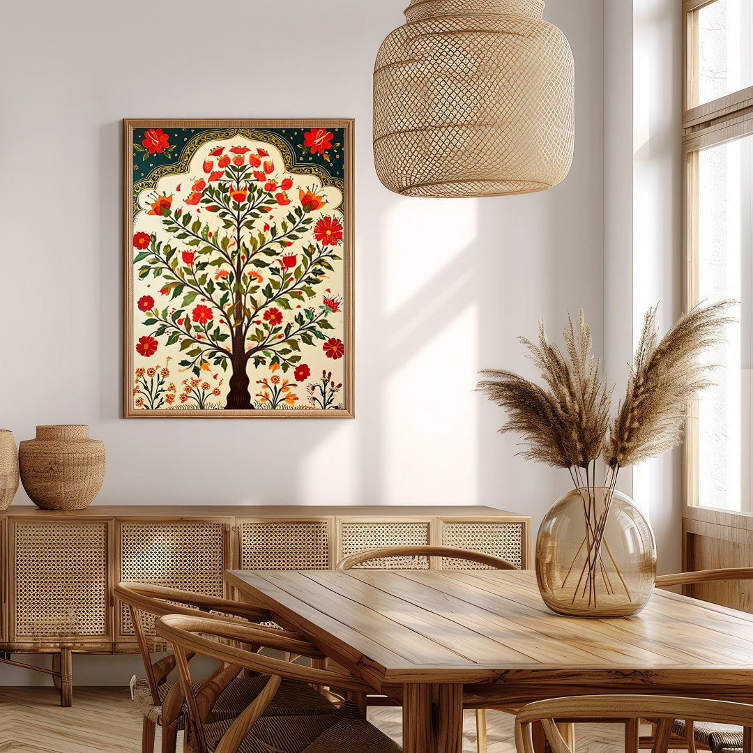 Experience the charm of nature with this vibrant 'Tree of Life' artwork, where intricate floral for Extra Kitchen