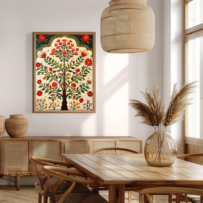 Experience the charm of nature with this vibrant 'Tree of Life' artwork, where intricate floral for Extra Kitchen