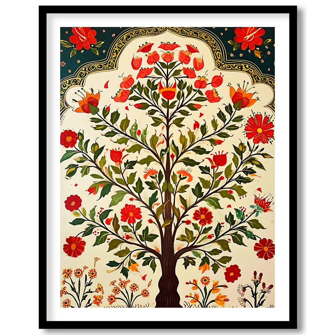 Experience the charm of nature with this vibrant 'Tree of Life' artwork, where intricate floral for house