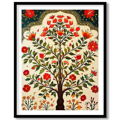 Experience the charm of nature with this vibrant 'Tree of Life' artwork, where intricate floral for house