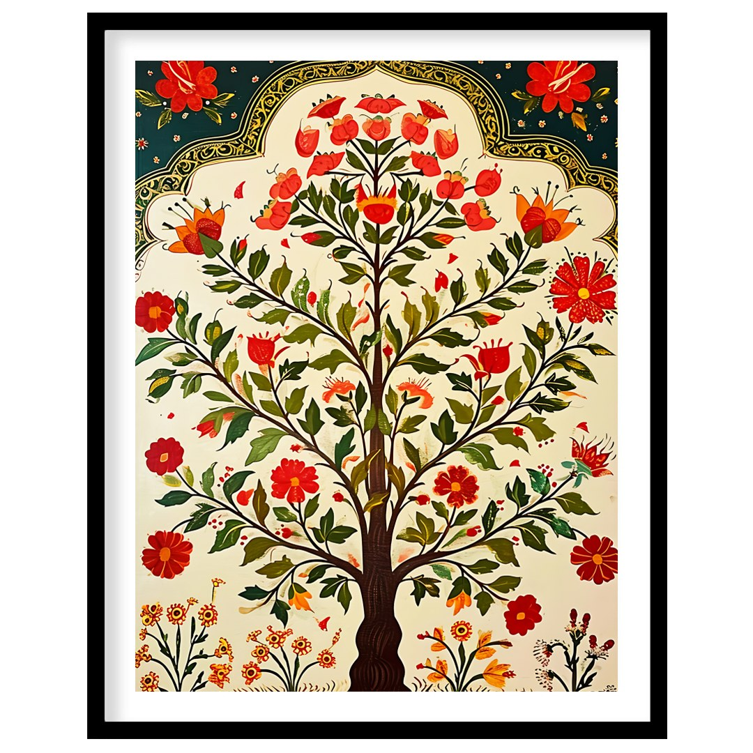Experience the charm of nature with this vibrant 'Tree of Life' artwork, where intricate floral for house