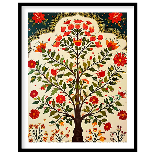 Experience the charm of nature with this vibrant 'Tree of Life' artwork, where intricate floral for house