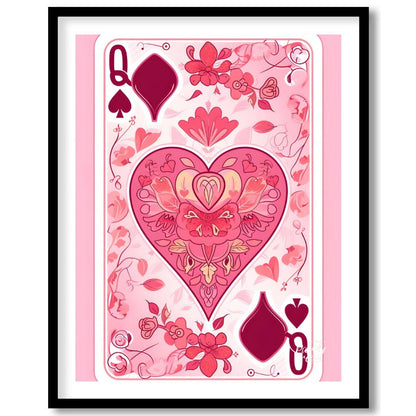 This whimsical digital illustration reimagines the Queen of Spades playing card with a floral twist… for house