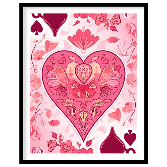 This whimsical digital illustration reimagines the Queen of Spades playing card with a floral twist… for house