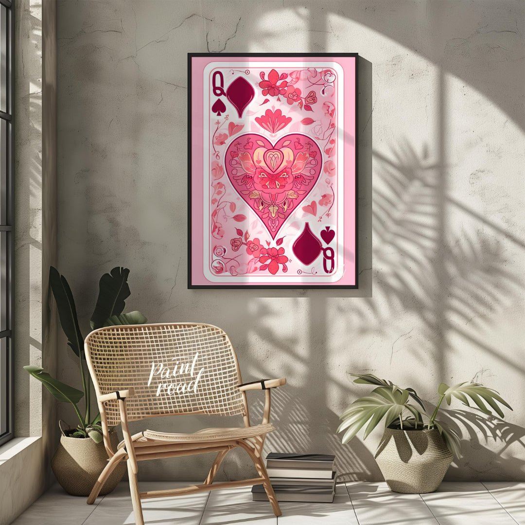 This whimsical digital illustration reimagines the Queen of Spades playing card with a floral twist… for other