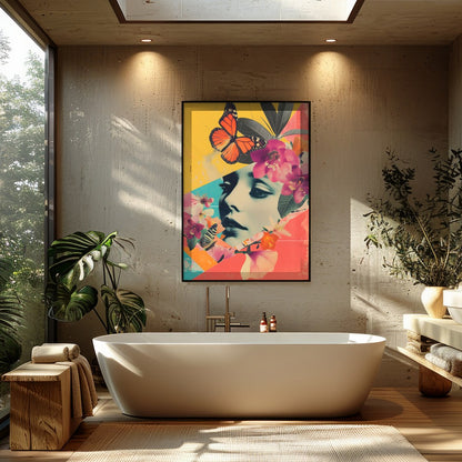 Immerse yourself in a vibrant blend of nature and surrealism with this captivating artwork. A for Bathroom
