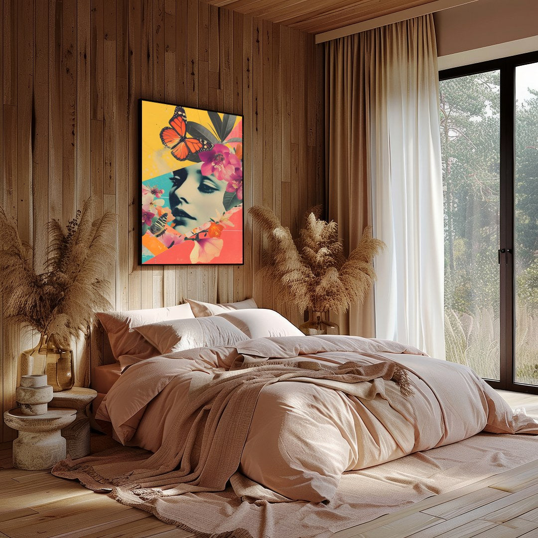 Immerse yourself in a vibrant blend of nature and surrealism with this captivating artwork. A for Bedroom