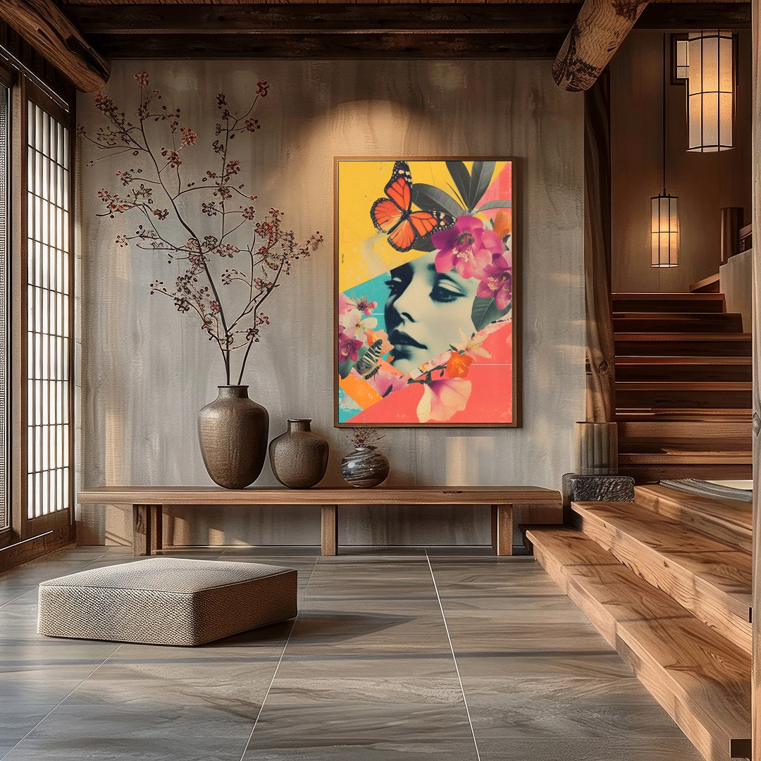 Immerse yourself in a vibrant blend of nature and surrealism with this captivating artwork. A for Hall