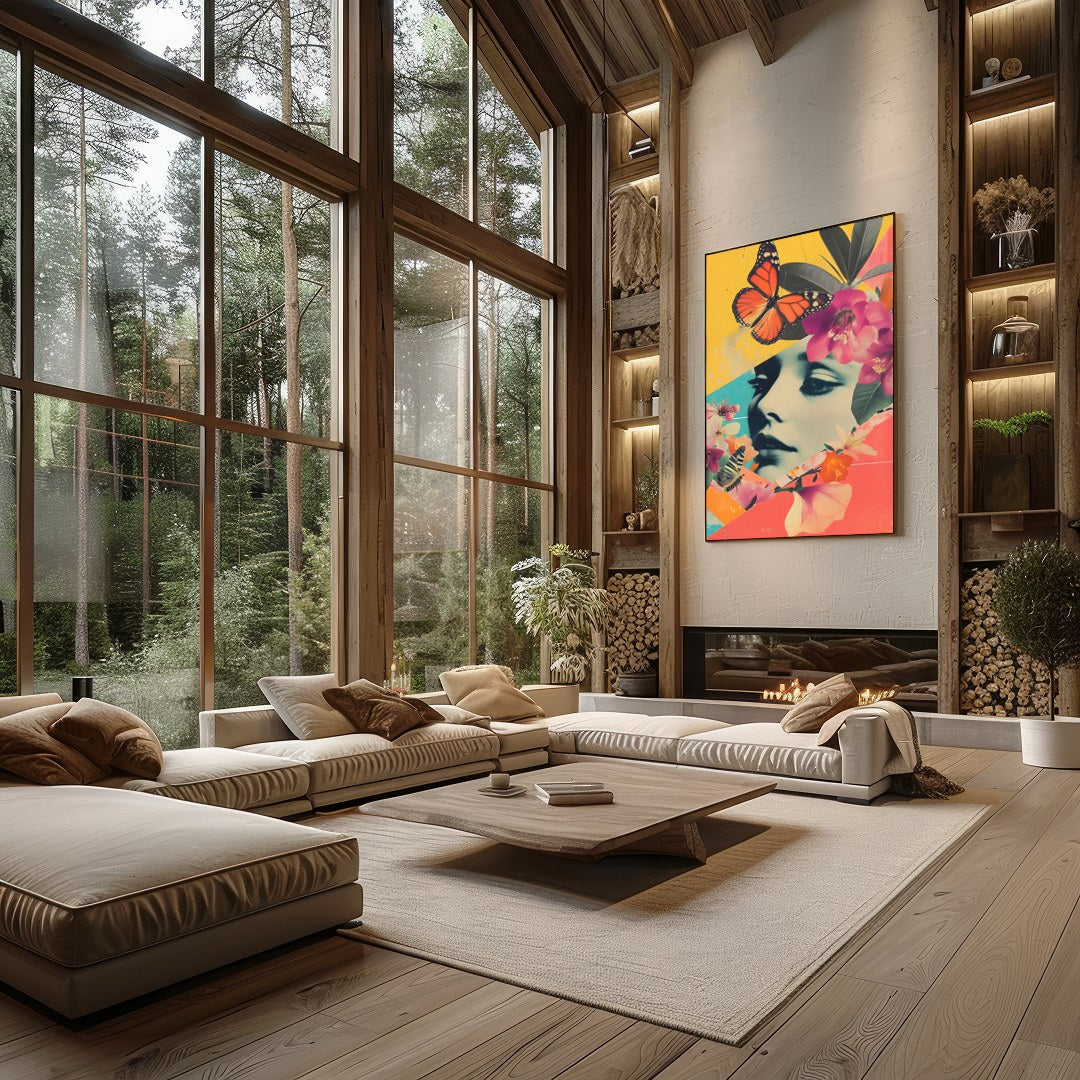 Immerse yourself in a vibrant blend of nature and surrealism with this captivating artwork. A for Living Room