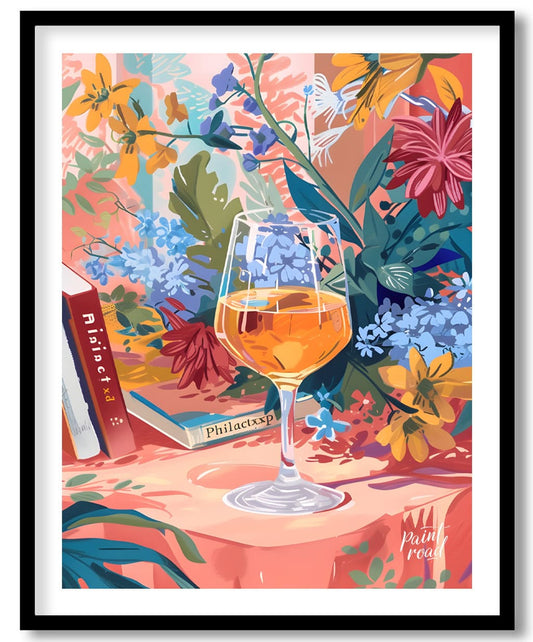Floral Still Life with Wine Painting available online at Paint Road for only Floral Still Life with Wine showing aesthetic alcohol and art