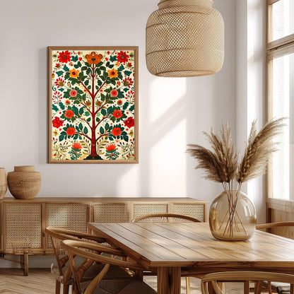 This exquisite artwork features an intricate symphony of vibrant flowers and lush foliage, for Extra Kitchen