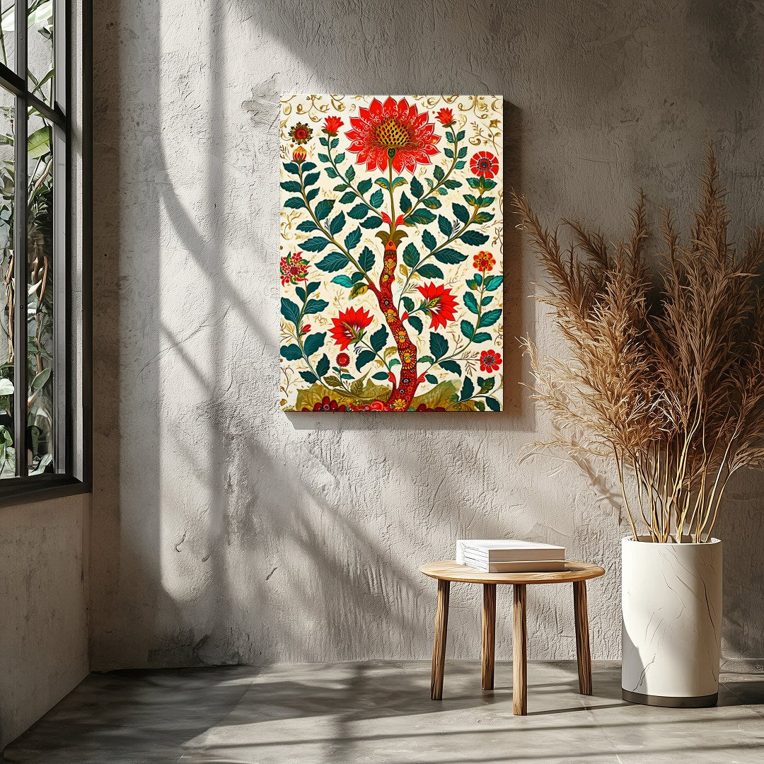 Transform your space with this vibrant floral masterpiece. Featuring intricate red flowers and lush for Entrance