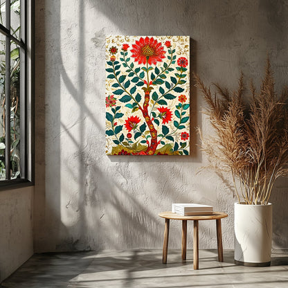 Transform your space with this vibrant floral masterpiece. Featuring intricate red flowers and lush for Entrance