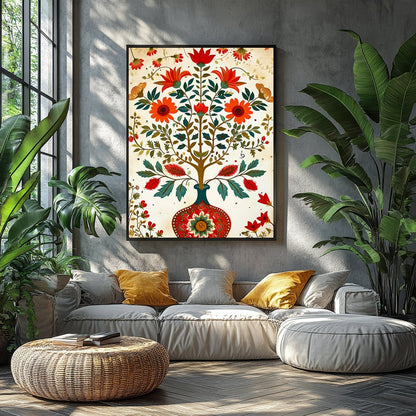 This captivating artwork features a harmonious display of swirling floral motifs in vivid colors. for Balcony