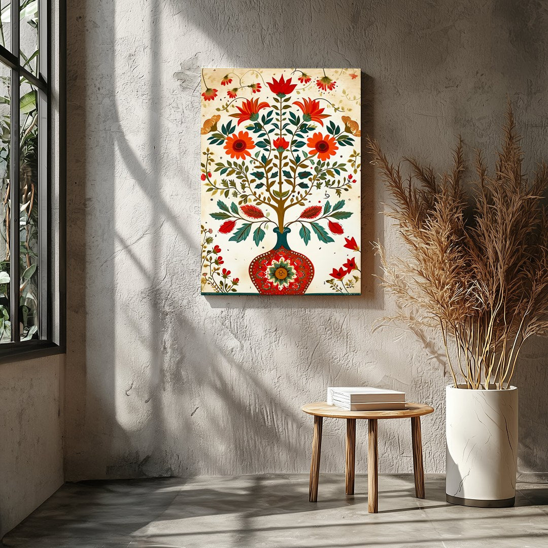 This captivating artwork features a harmonious display of swirling floral motifs in vivid colors. for Entrance