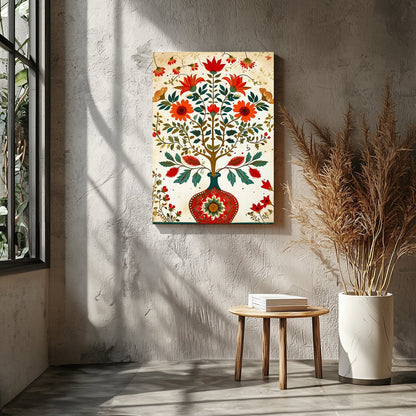 This captivating artwork features a harmonious display of swirling floral motifs in vivid colors. for Entrance