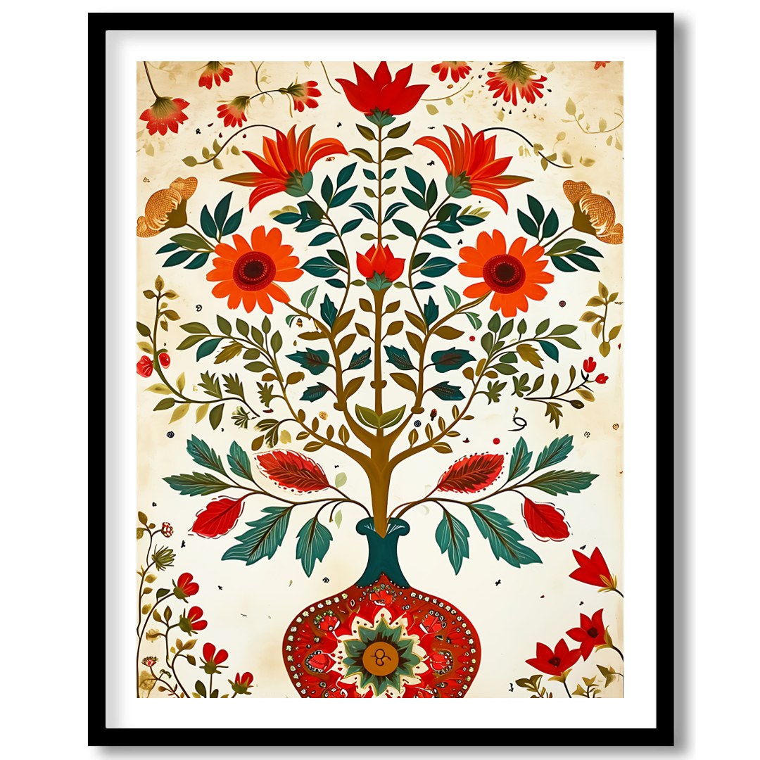 This captivating artwork features a harmonious display of swirling floral motifs in vivid colors. for lovely-house