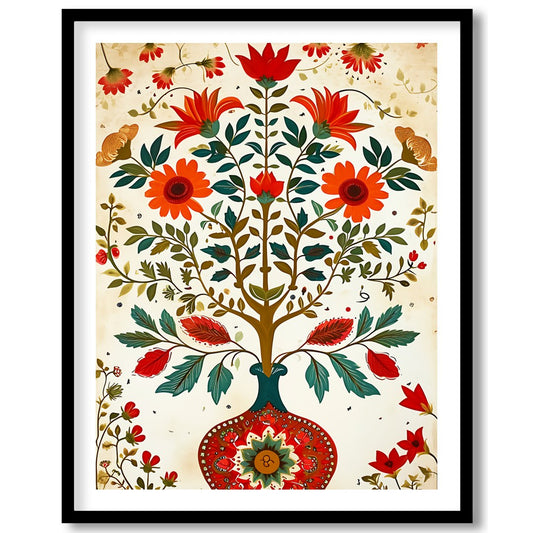 This captivating artwork features a harmonious display of swirling floral motifs in vivid colors. for lovely-house