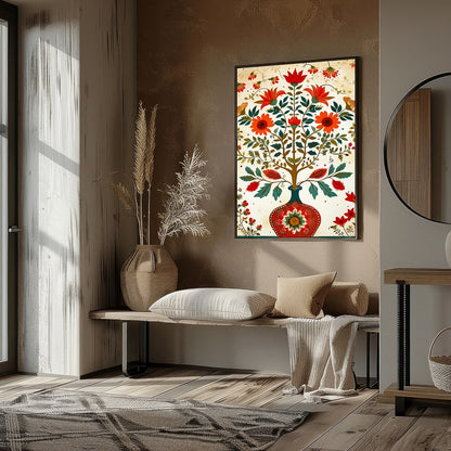 This captivating artwork features a harmonious display of swirling floral motifs in vivid colors. for office