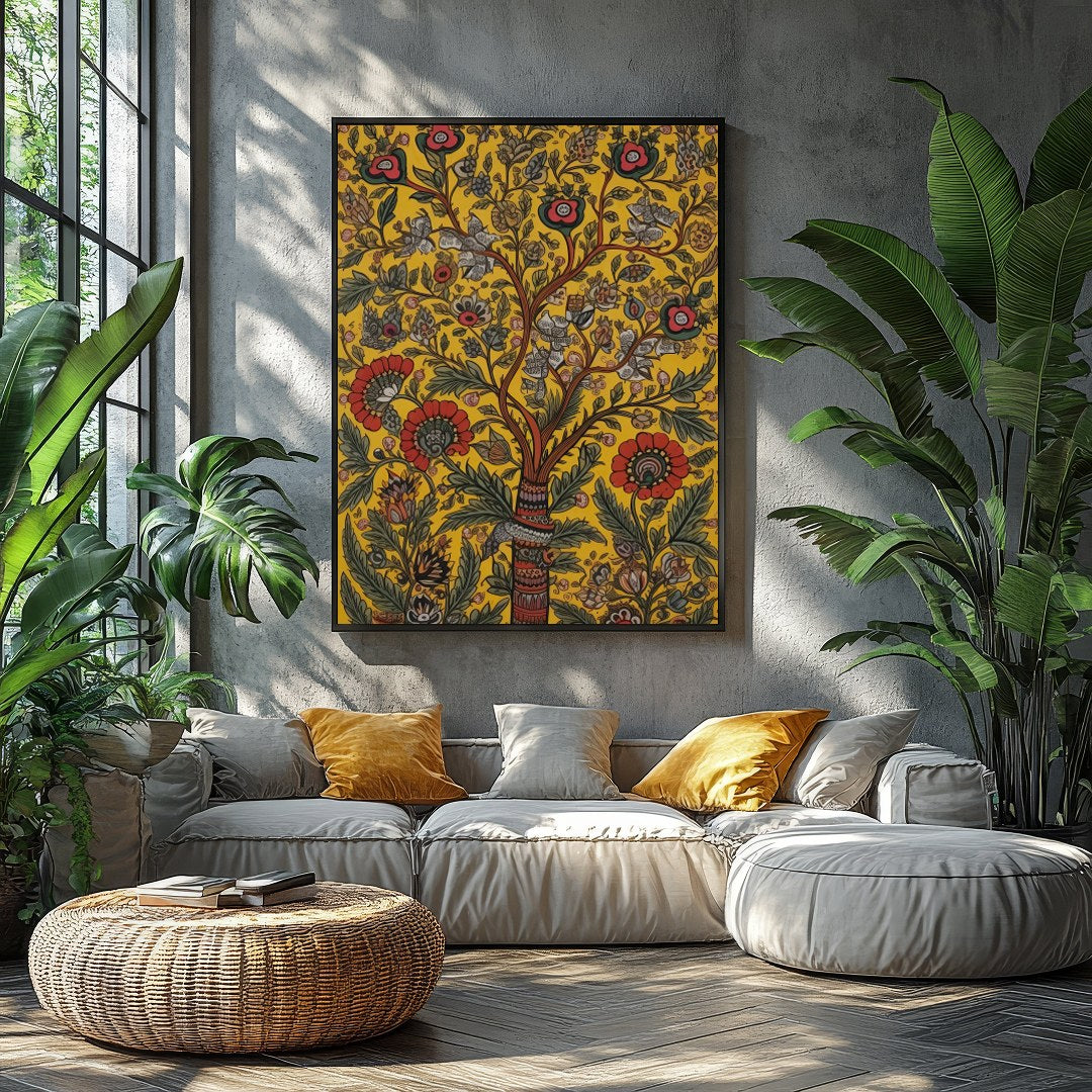 This vibrant piece captures the essence of nature's beauty with intricate floral patterns set for Balcony