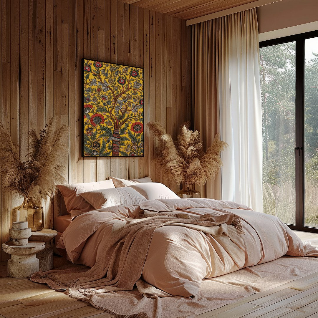This vibrant piece captures the essence of nature's beauty with intricate floral patterns set for Bedroom