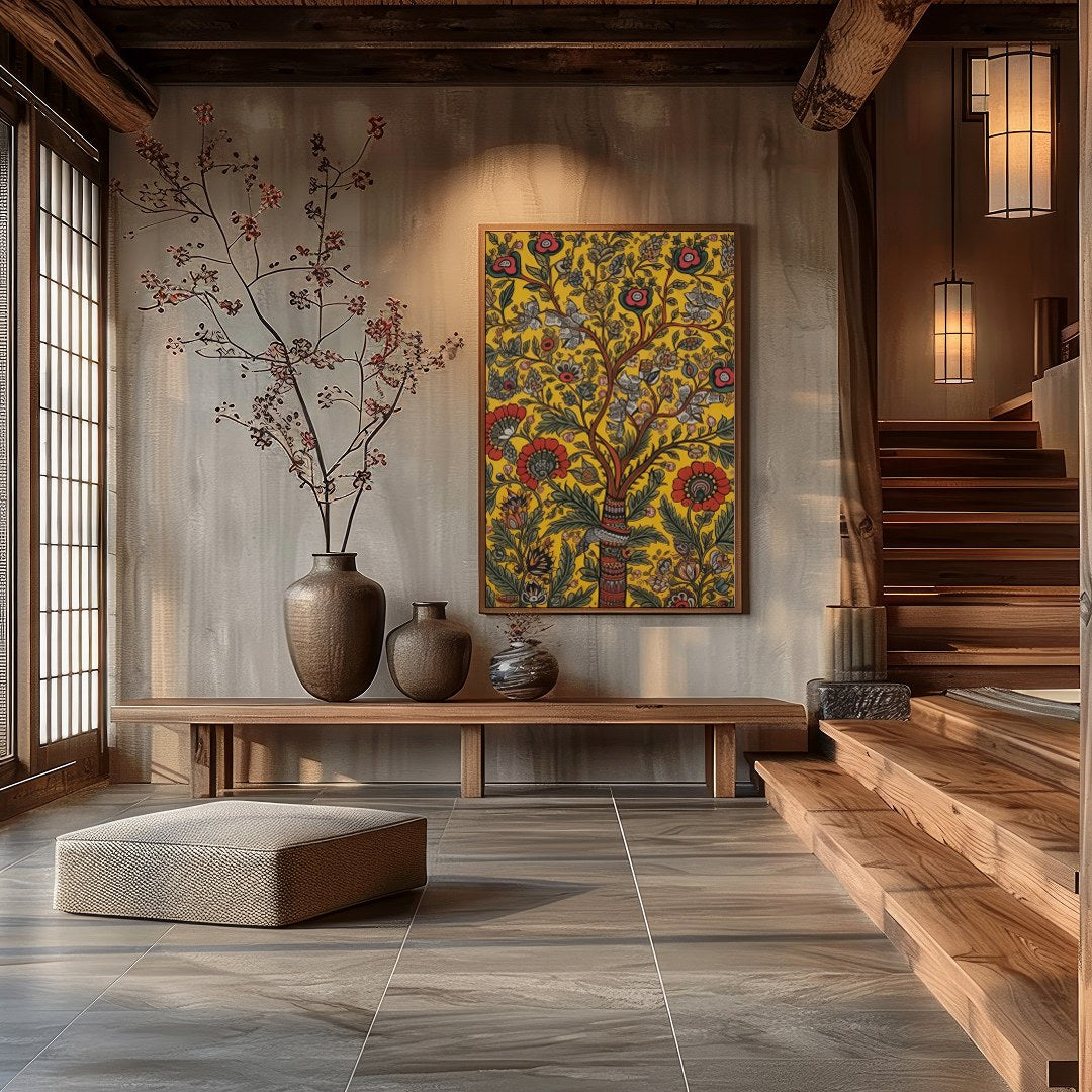 This vibrant piece captures the essence of nature's beauty with intricate floral patterns set for Hall
