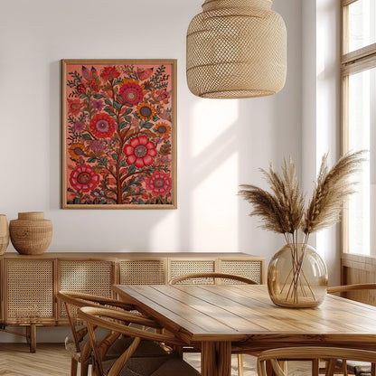 Immerse yourself in the vibrant interplay of colors with this intricate floral artwork. The rich, for Extra Kitchen