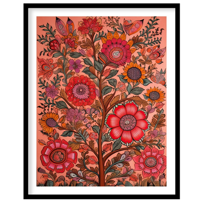 Immerse yourself in the vibrant interplay of colors with this intricate floral artwork. The rich, for sweet-home