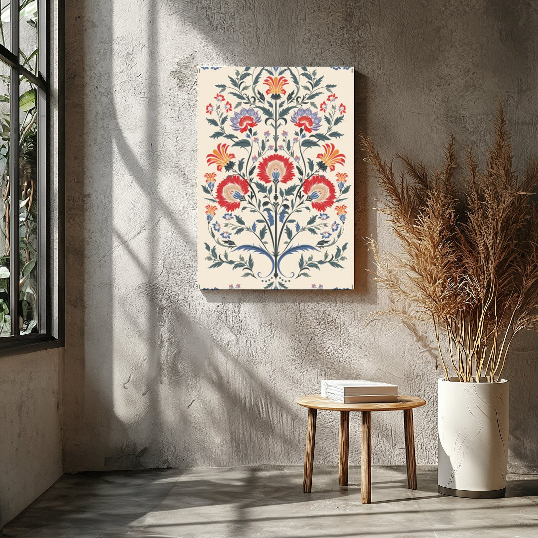 Immerse yourself in the exquisite beauty of 'Floral Symphony,' a stunning tapestry-inspired artwork for Entrance