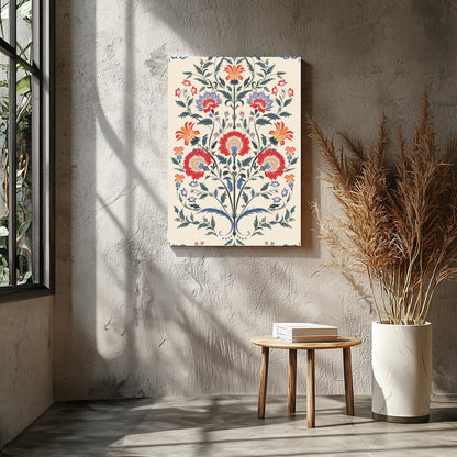Immerse yourself in the exquisite beauty of 'Floral Symphony,' a stunning tapestry-inspired artwork for Entrance