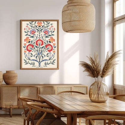 Immerse yourself in the exquisite beauty of 'Floral Symphony,' a stunning tapestry-inspired artwork for Extra Kitchen