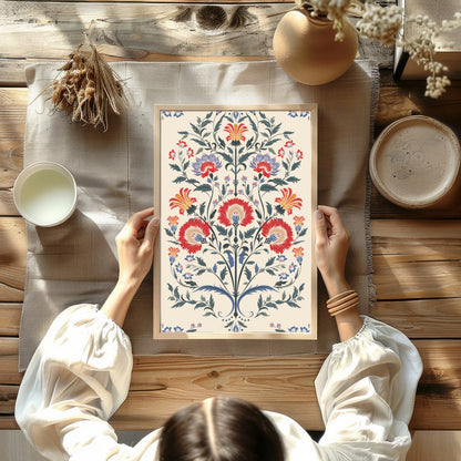 Immerse yourself in the exquisite beauty of 'Floral Symphony,' a stunning tapestry-inspired artwork for Kitchen