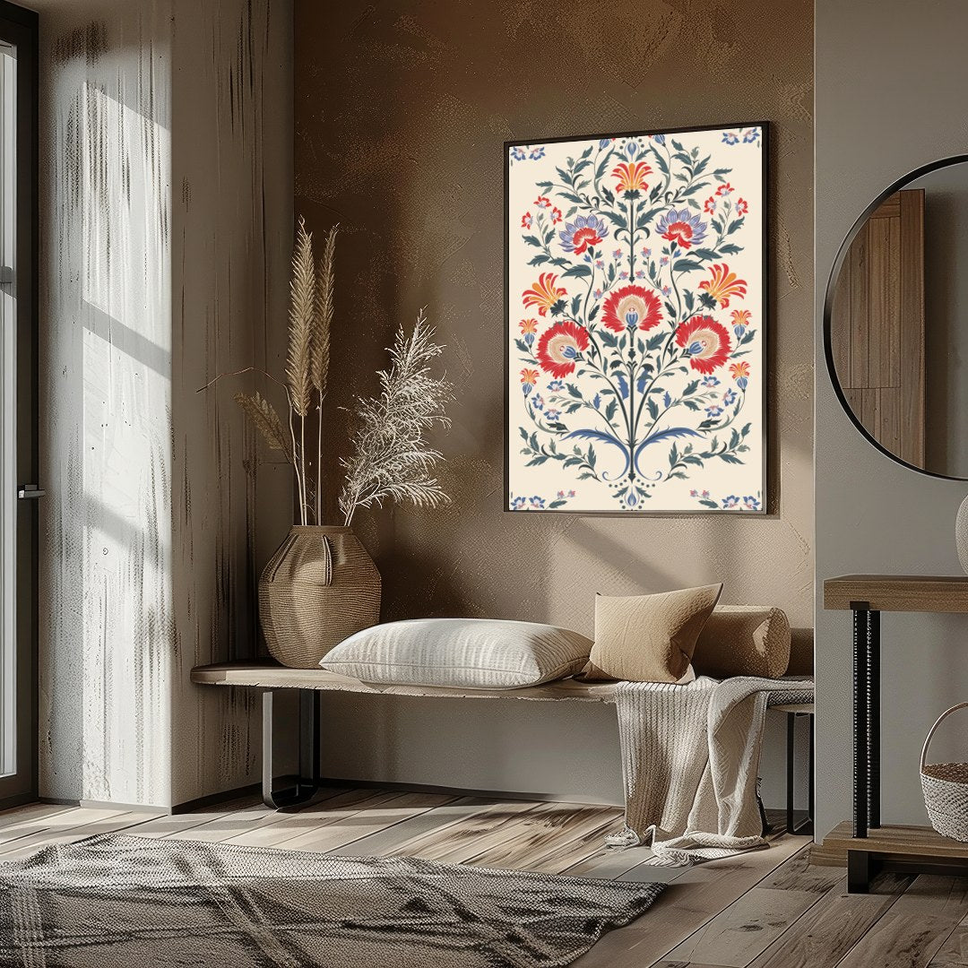 Immerse yourself in the exquisite beauty of 'Floral Symphony,' a stunning tapestry-inspired artwork for loft