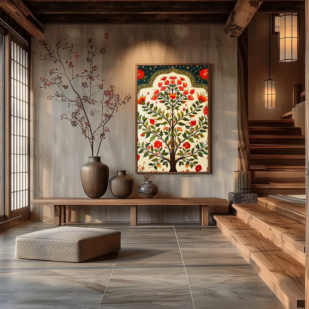 Immerse yourself in the vibrant harmony of nature with this exquisite artwork, featuring a Tree of for Hall
